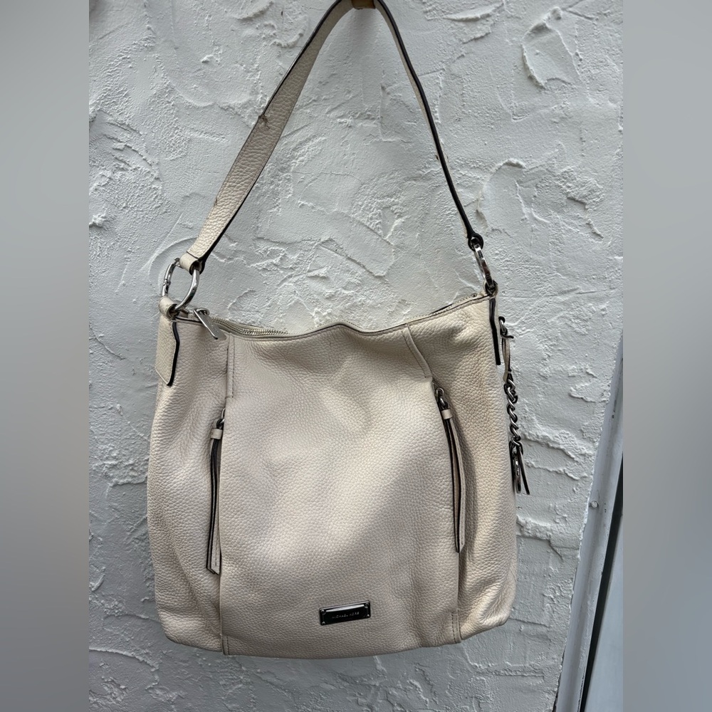 Michael Kors Off White Soft Pebble Leather Hobo Shoulder Bag